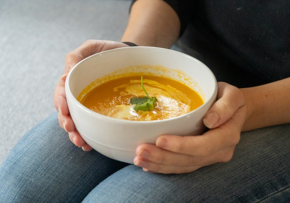 Warm bowl of vegetable soup